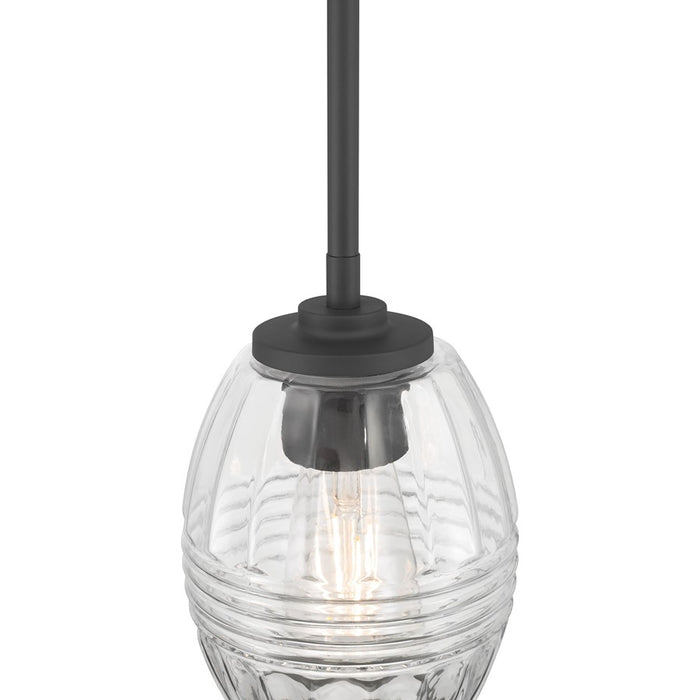 Millennium Lighting Miravelle 1Lt Pendant, Matte Black/Clear