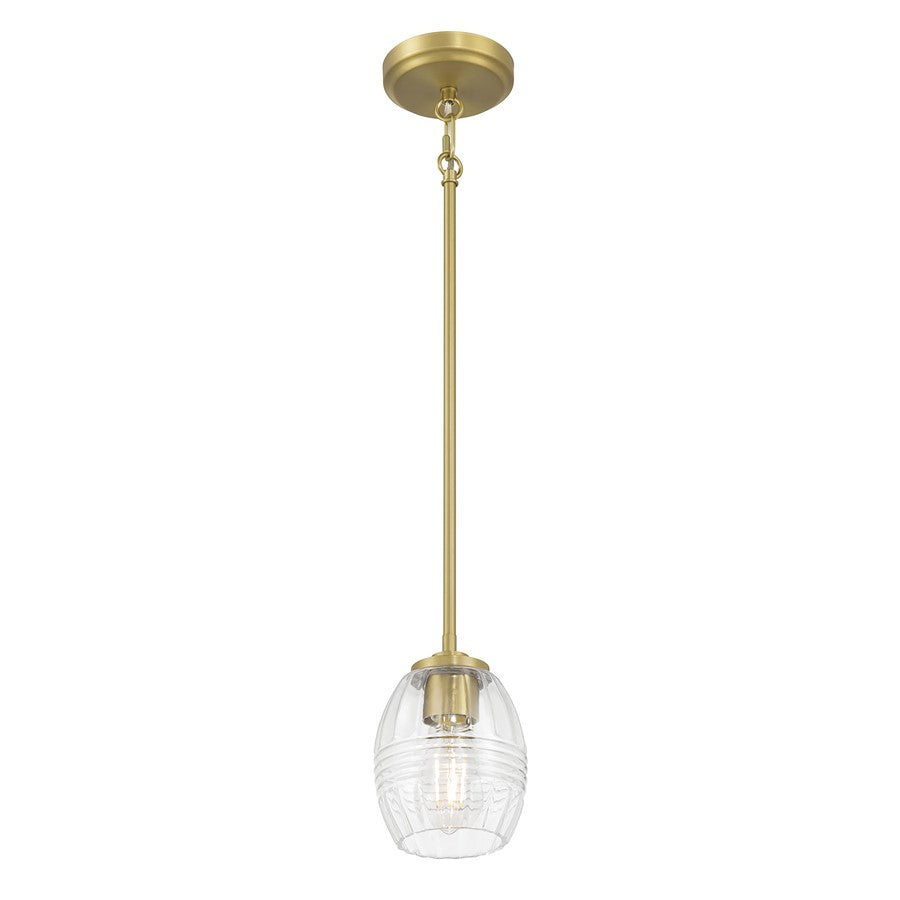 Millennium Lighting Miravelle 1Lt Pendant, Vintage Brass/Clear - 9981-VB