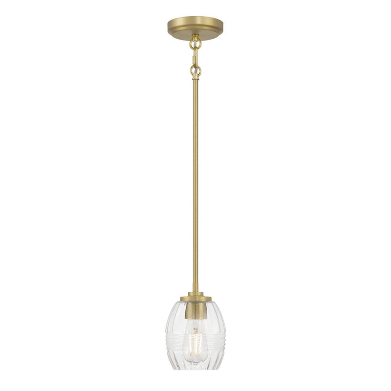 Millennium Lighting Miravelle 1Lt Pendant, Vintage Brass/Clear