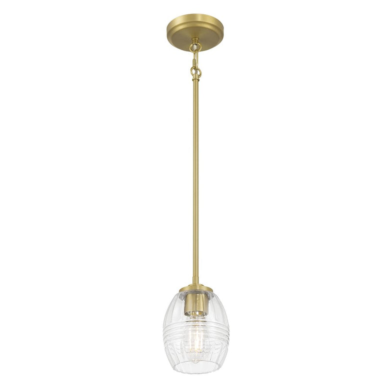 Millennium Lighting Miravelle 1Lt Pendant, Vintage Brass/Clear