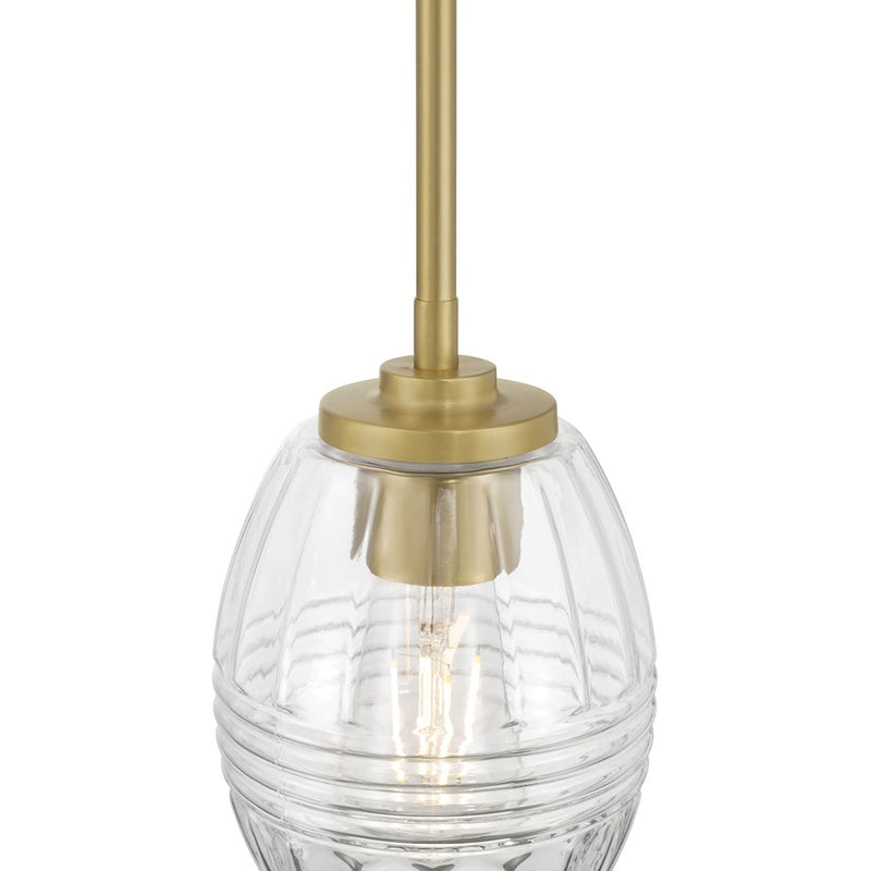 Millennium Lighting Miravelle 1Lt Pendant, Vintage Brass/Clear