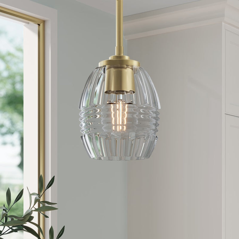 Millennium Lighting Miravelle 1Lt Pendant, Vintage Brass/Clear
