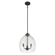Millennium Lighting Miravelle 3Lt Pendant, Matte Black/Clear - 9983-MB
