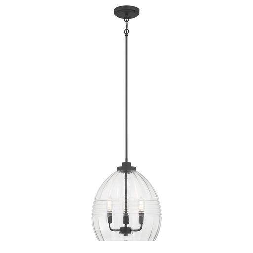Millennium Lighting Miravelle 3Lt Pendant, Matte Black/Clear