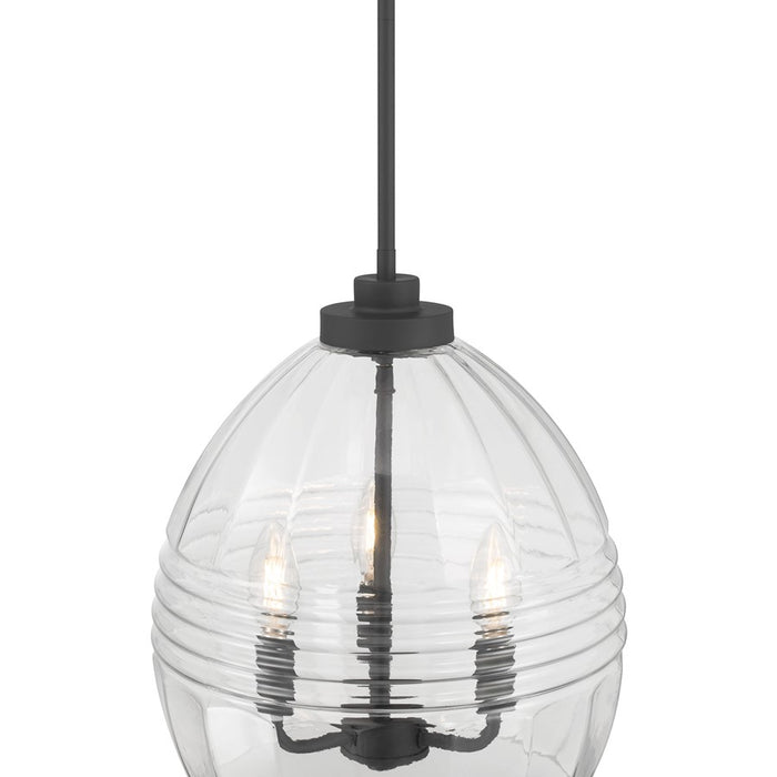 Millennium Lighting Miravelle 3Lt Pendant, Matte Black/Clear