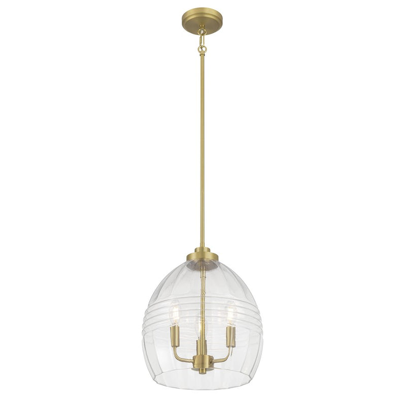 Millennium Lighting Miravelle 3Lt Pendant, Vintage Brass/Clear