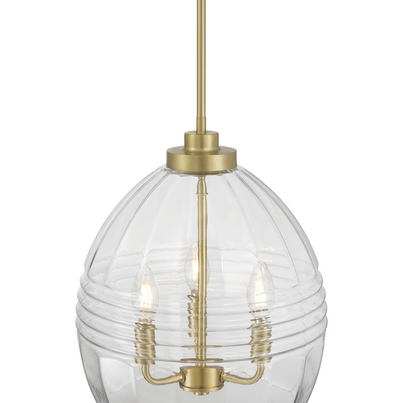 Millennium Lighting Miravelle 3Lt Pendant, Vintage Brass/Clear