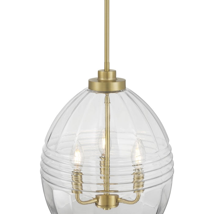 Millennium Lighting Miravelle 3Lt Pendant, Vintage Brass/Clear