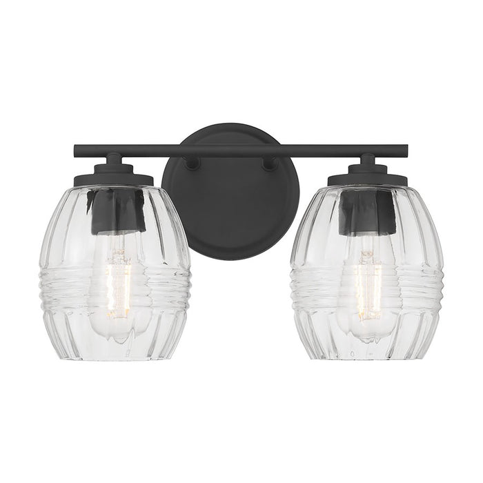 Millennium Lighting Miravelle 2Lt Bathroom Vanity Light, Black/Clear