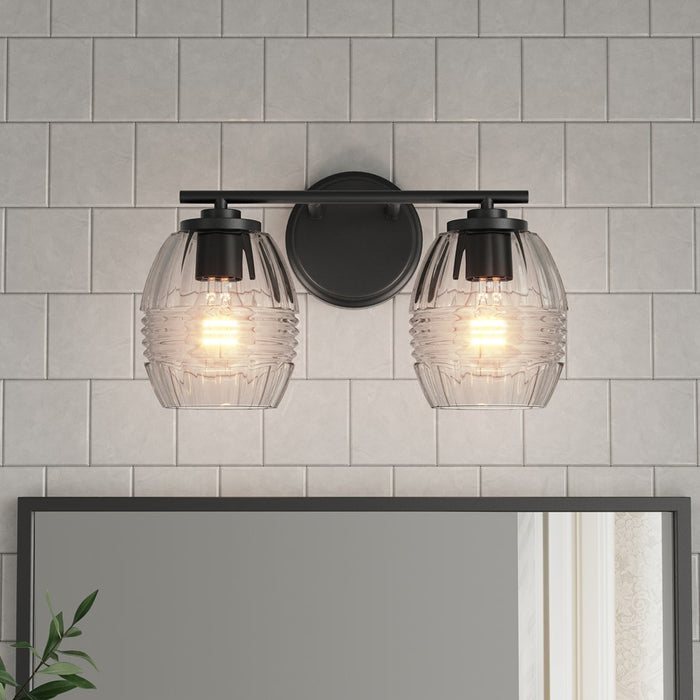 Millennium Lighting Miravelle 2Lt Bathroom Vanity Light, Black/Clear