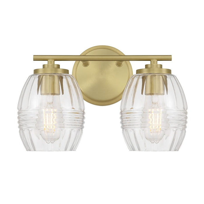 Millennium Lighting Miravelle 2Lt Bathroom Vanity Light, Brass/Clear
