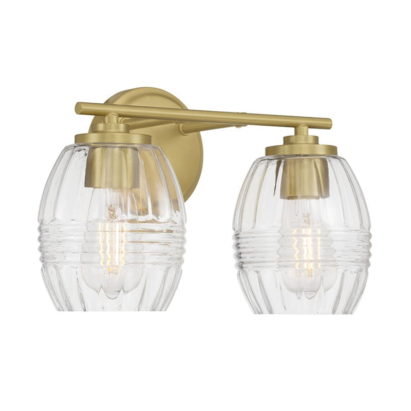 Millennium Lighting Miravelle 2Lt Bathroom Vanity Light, Brass/Clear