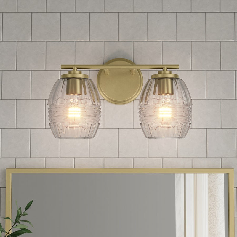 Millennium Lighting Miravelle 2Lt Bathroom Vanity Light, Brass/Clear