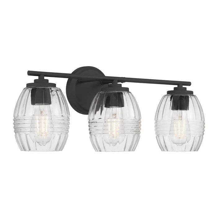 Millennium Lighting Miravelle 3Lt Bathroom Vanity Light, Black/Clear - 9993-MB