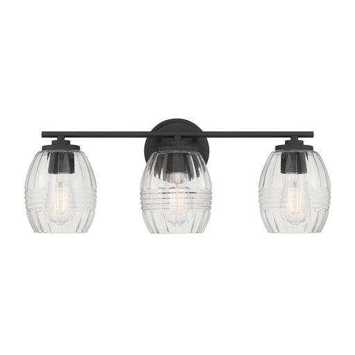 Millennium Lighting Miravelle 3Lt Bathroom Vanity Light, Black/Clear