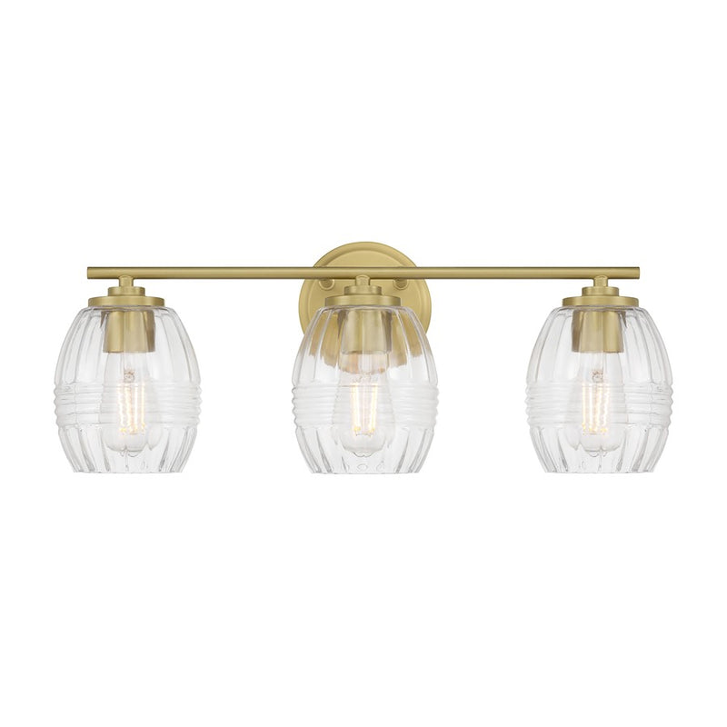 Millennium Lighting Miravelle 3Lt Bathroom Vanity Light, Brass/Clear