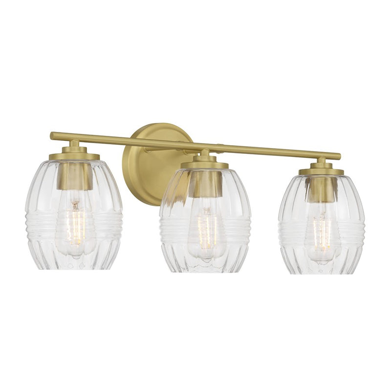 Millennium Lighting Miravelle 3Lt Bathroom Vanity Light, Brass/Clear