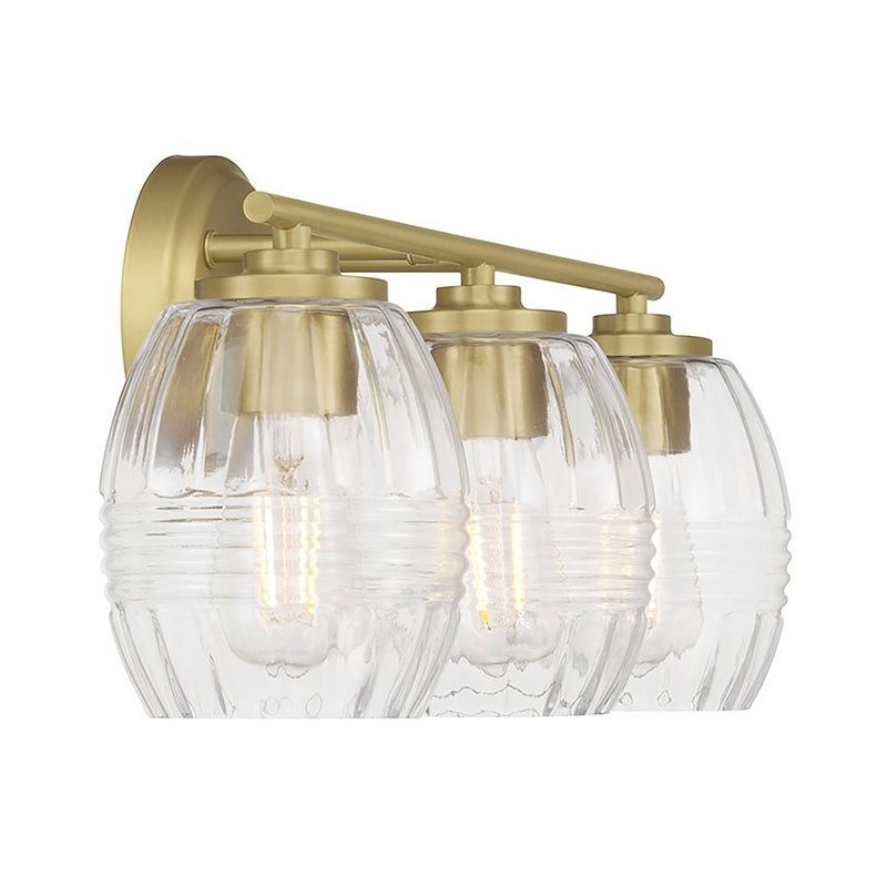 Millennium Lighting Miravelle 3Lt Bathroom Vanity Light, Brass/Clear