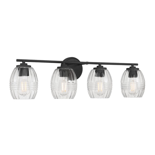 Millennium Lighting Miravelle 4Lt Bathroom Vanity Light, Black/Clear - 9994-MB