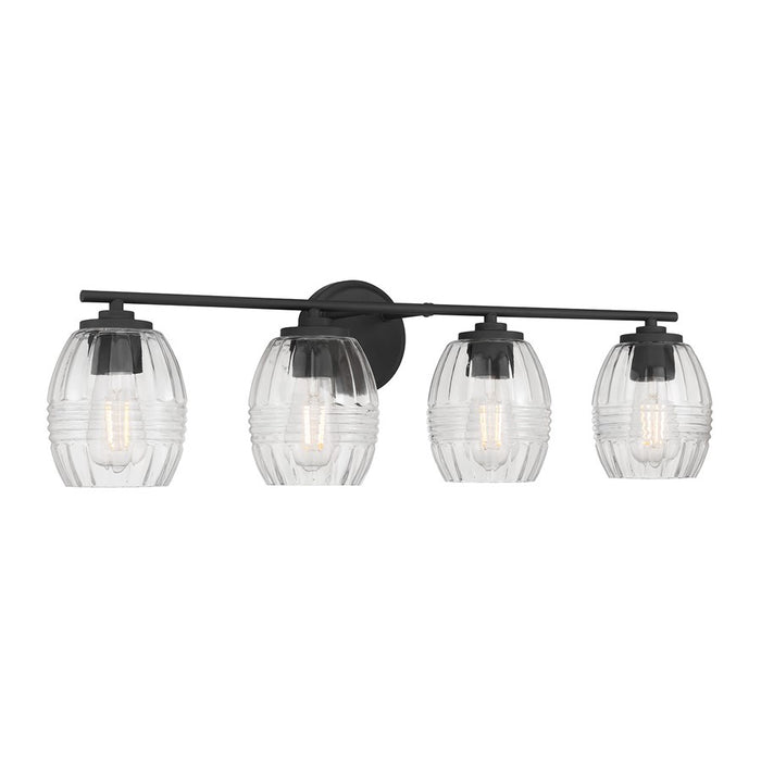 Millennium Lighting Miravelle 4Lt Bathroom Vanity Light, Black/Clear - 9994-MB