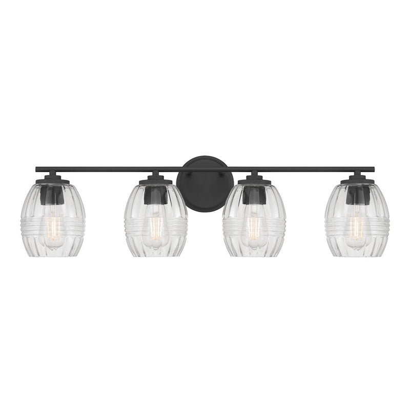Millennium Lighting Miravelle 4Lt Bathroom Vanity Light, Black/Clear