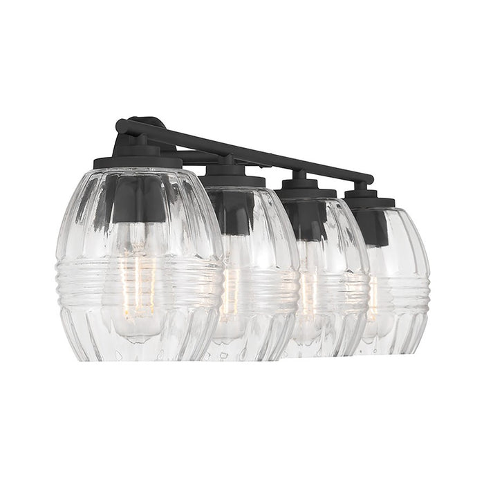 Millennium Lighting Miravelle 4Lt Bathroom Vanity Light, Black/Clear