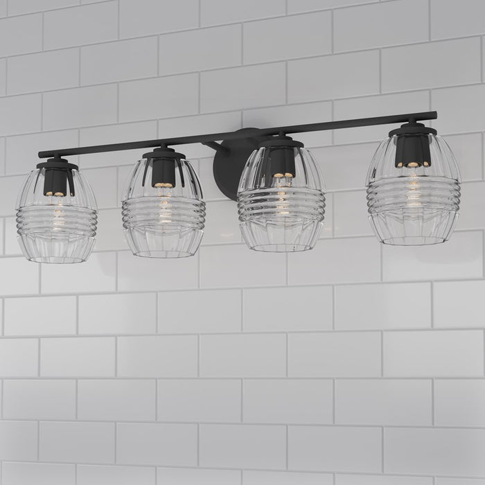 Millennium Lighting Miravelle 4Lt Bathroom Vanity Light, Black/Clear