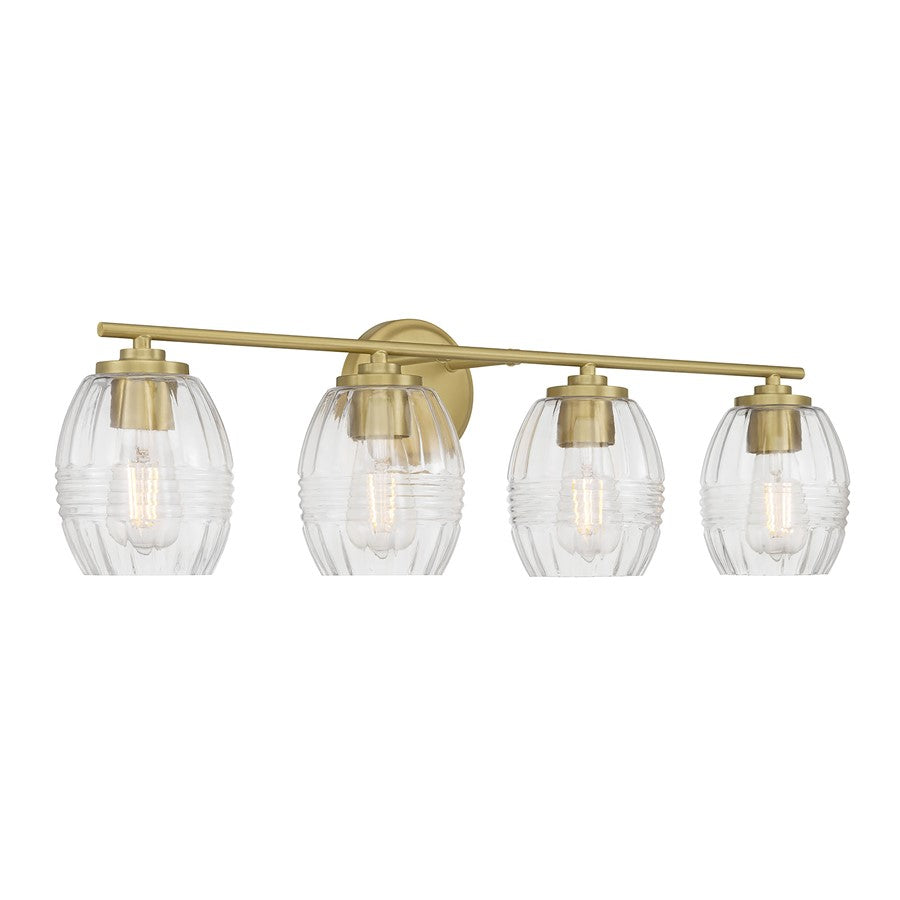 Millennium Lighting Miravelle 4Lt Bathroom Vanity Light, Brass/Clear - 9994-VB