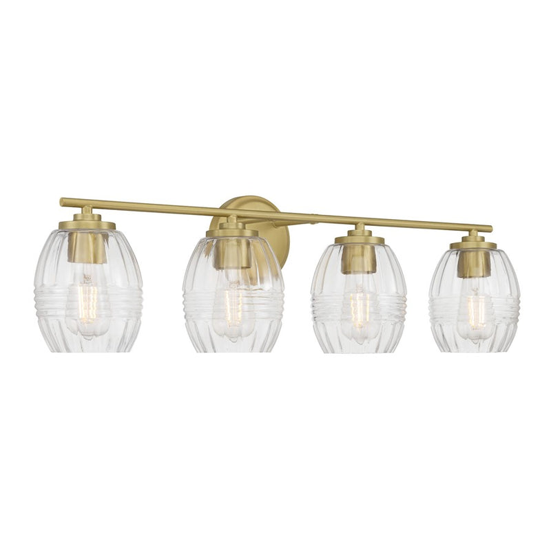 Millennium Lighting Miravelle 4Lt Bathroom Vanity Light, Brass/Clear
