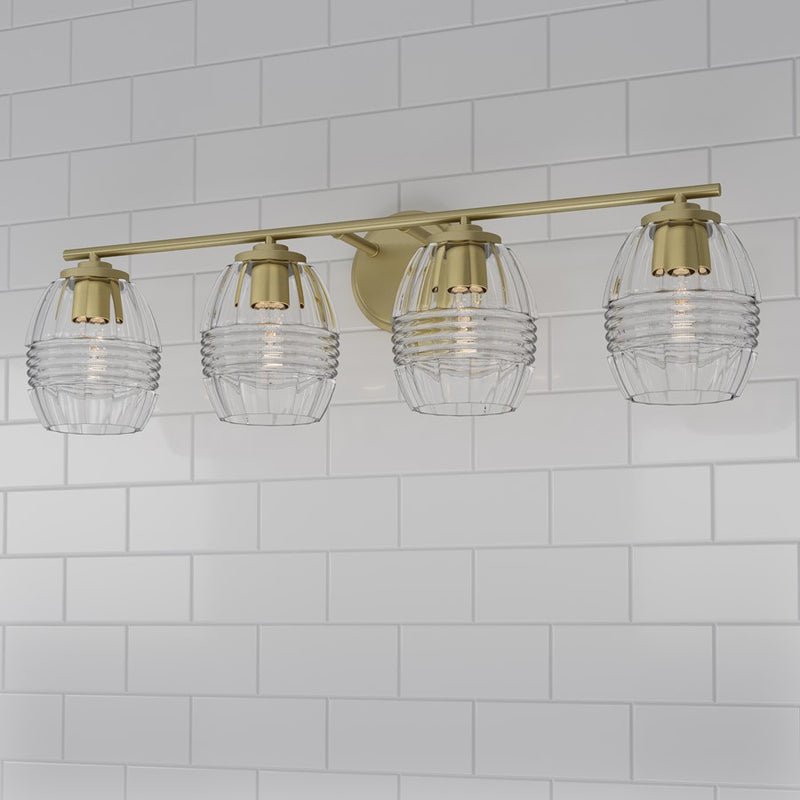 Millennium Lighting Miravelle 4Lt Bathroom Vanity Light, Brass/Clear