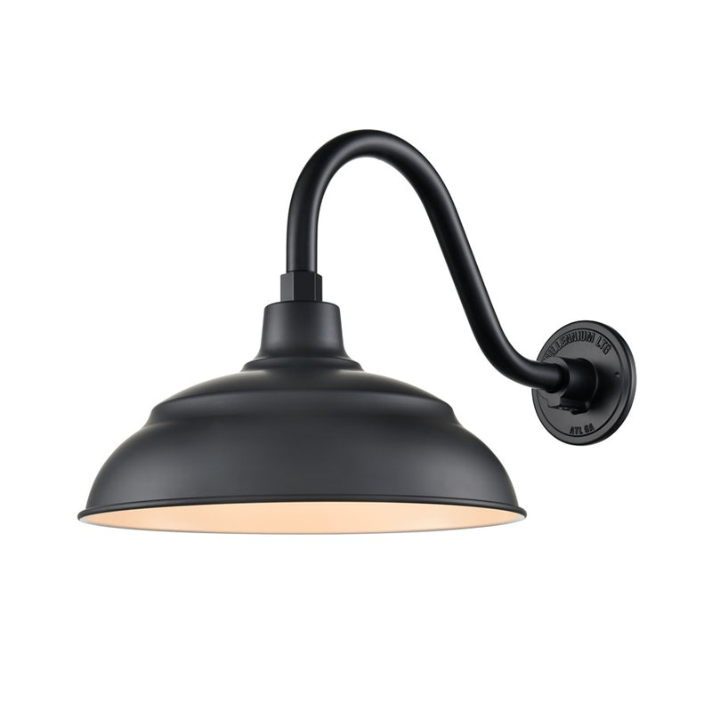 Millennium R Series 1Lt 14" Aluminum Warehouse Shade, Satin Black