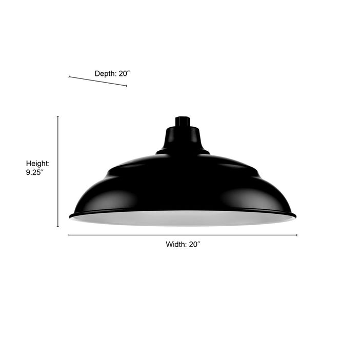 Millennium R Series 1Lt 20" Aluminum Warehouse Shade, Satin Black