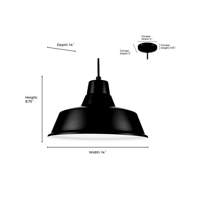 Millennium R Series 1Lt 14" Cord Hung Classic Warehouse, Black