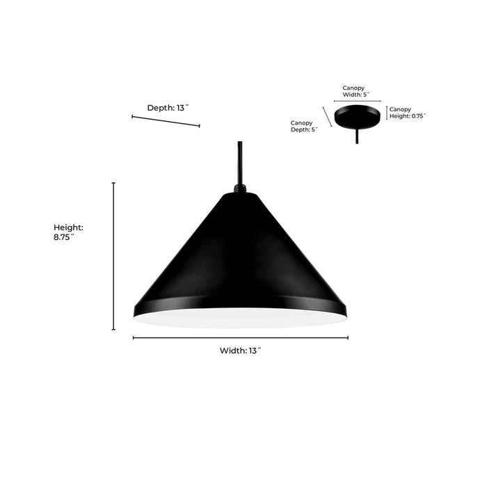 Millennium R Series 1Lt 13" Cord Hung Wide Cone, Satin Black