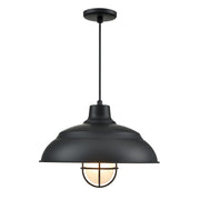 Millennium R Series 1Lt 17" Cord Hung Warehouse, Satin Black/White - RWHCGC17-SB