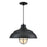 Millennium R Series 1Lt 17" Cord Hung Warehouse, Satin Black/White - RWHCGC17-SB