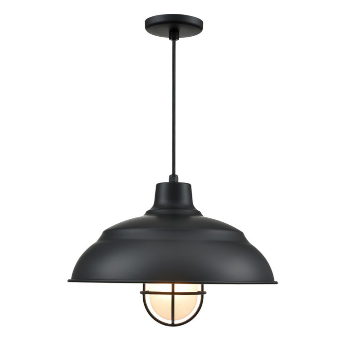 Millennium R Series 1Lt 17" Cord Hung Warehouse, Satin Black/White - RWHCGC17-SB