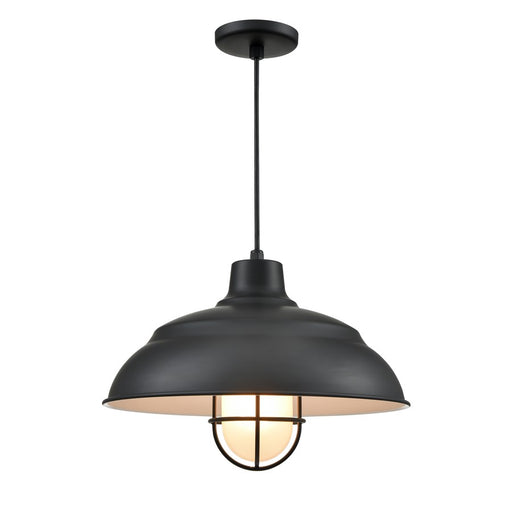 Millennium R Series 1Lt 17" Cord Hung Warehouse, Satin Black/White