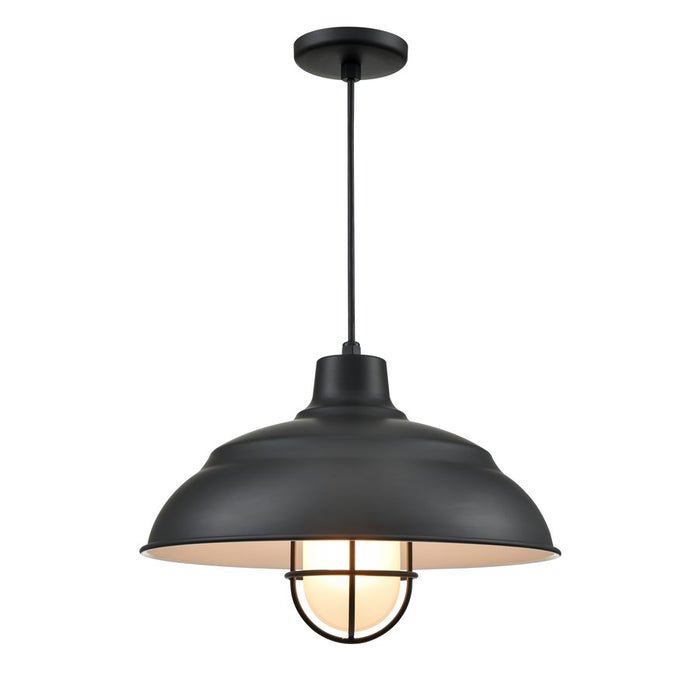 Millennium R Series 1Lt 17" Cord Hung Warehouse, Satin Black/White