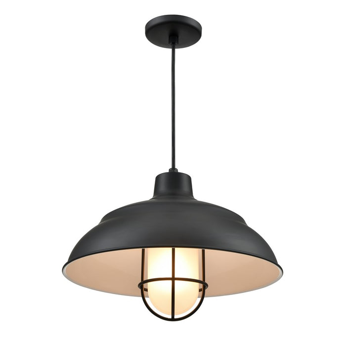 Millennium R Series 1Lt 17" Cord Hung Warehouse, Satin Black/White