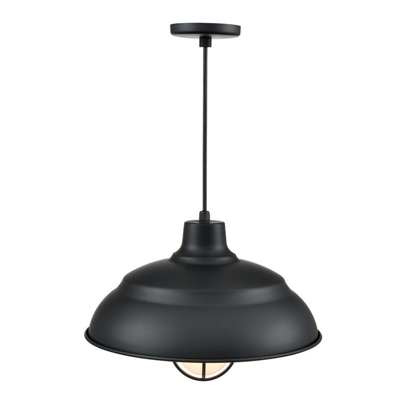 Millennium R Series 1Lt 17" Cord Hung Warehouse, Satin Black/White