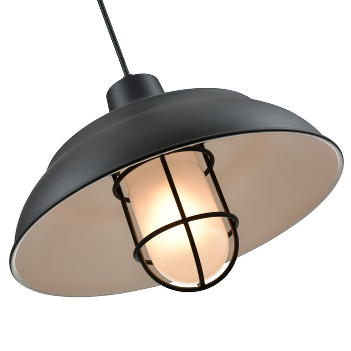 Millennium R Series 1Lt 17" Cord Hung Warehouse, Satin Black/White
