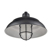Millennium R Series 1Lt 17" Warehouse Shade, Satin Black/White - RWHCGS17-SB