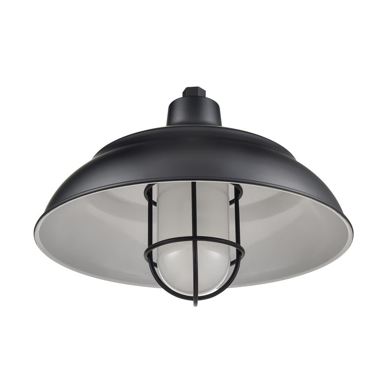 Millennium R Series 1Lt 17" Warehouse Shade, Satin Black/White - RWHCGS17-SB