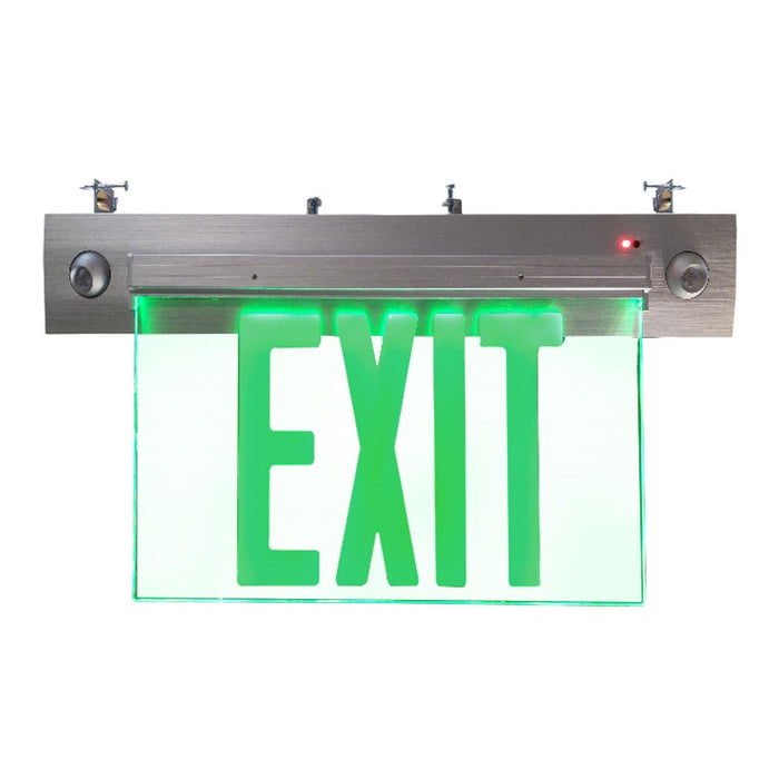 RP Lighting Exit/EM Combo Recessed, Green Single Face, Clear - RXEL35GBA