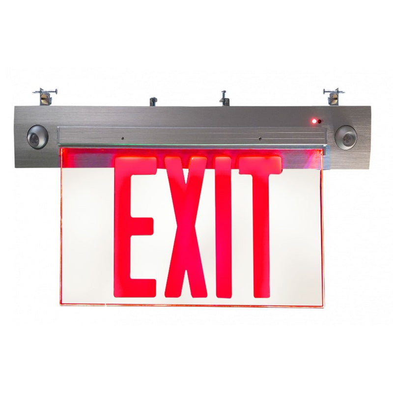 RP Lighting Exit/EM Combo Recessed, Red Double Face, Clear - RXEL36RBA