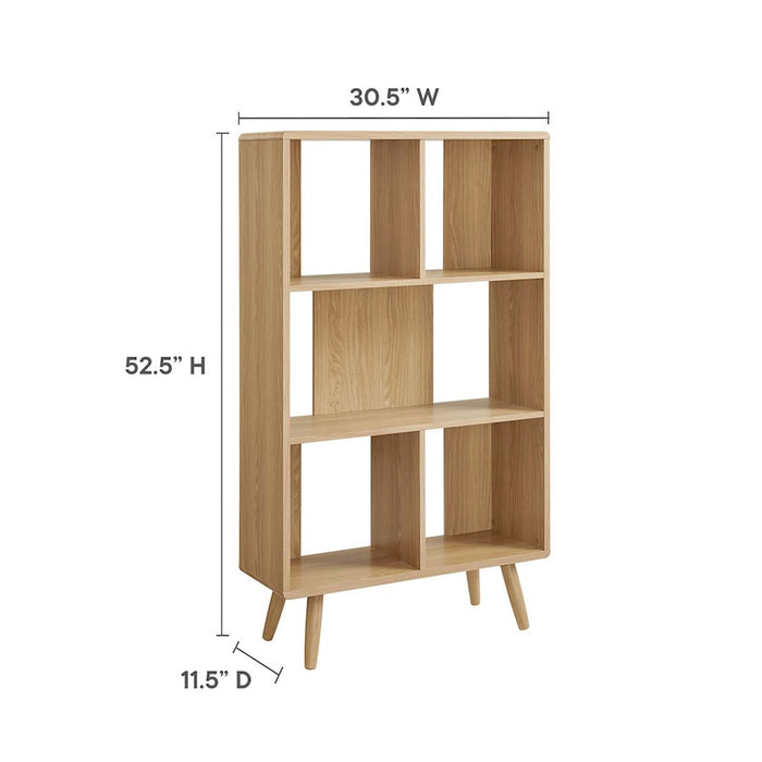 Modway Transmit 5 Shelf Grain Bookcase, Oak