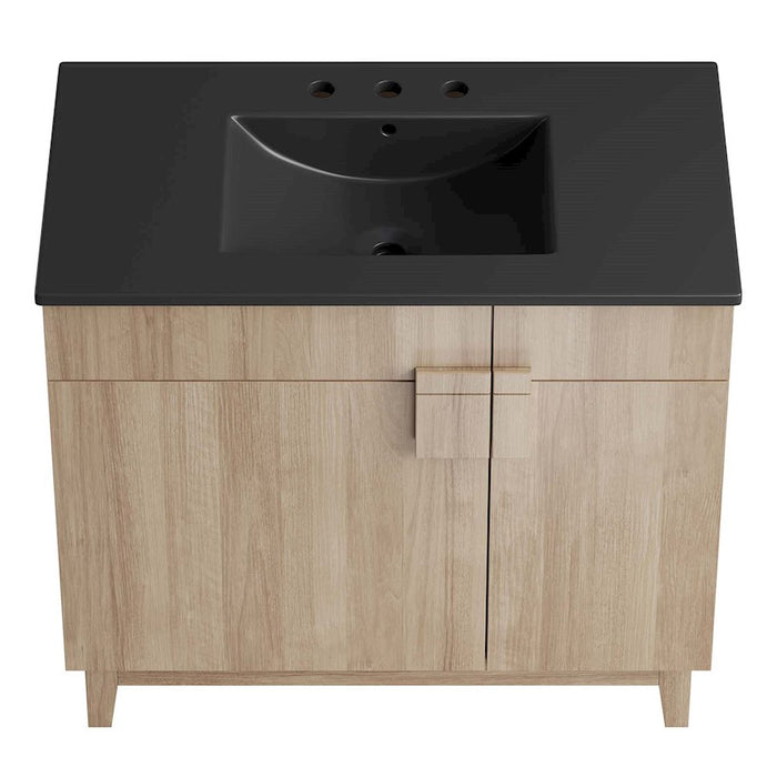 Modway Miles 36" Bathroom Vanity, Black/Oak