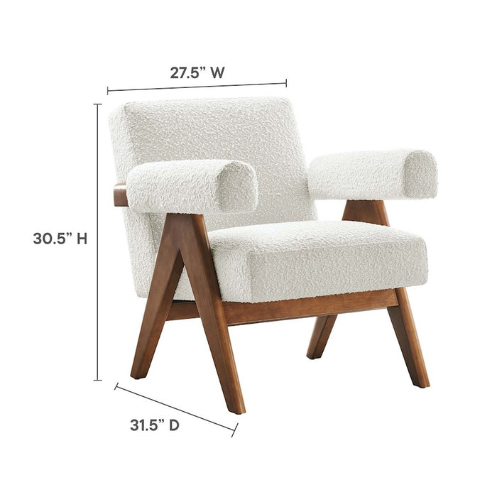 Modway Lyra Boucle Fabric Armchair, Ivory