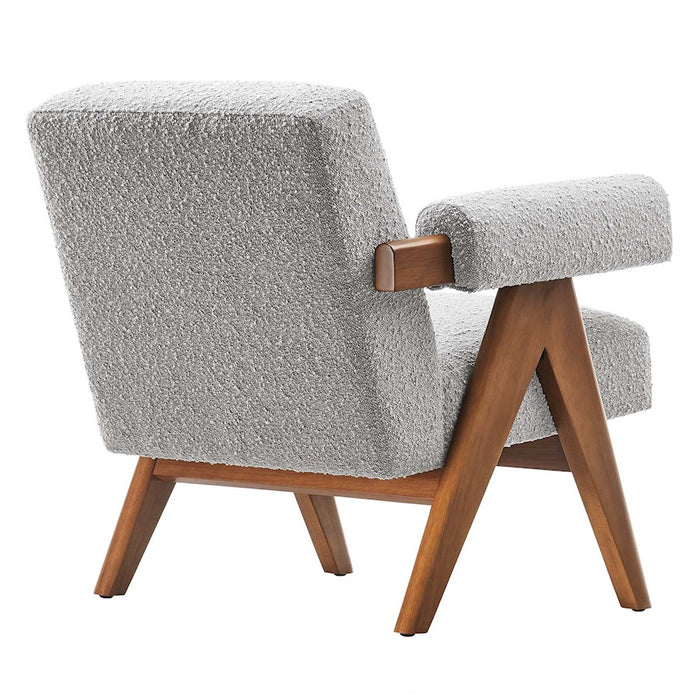 Modway Lyra Boucle Fabric Armchair, Light Gray